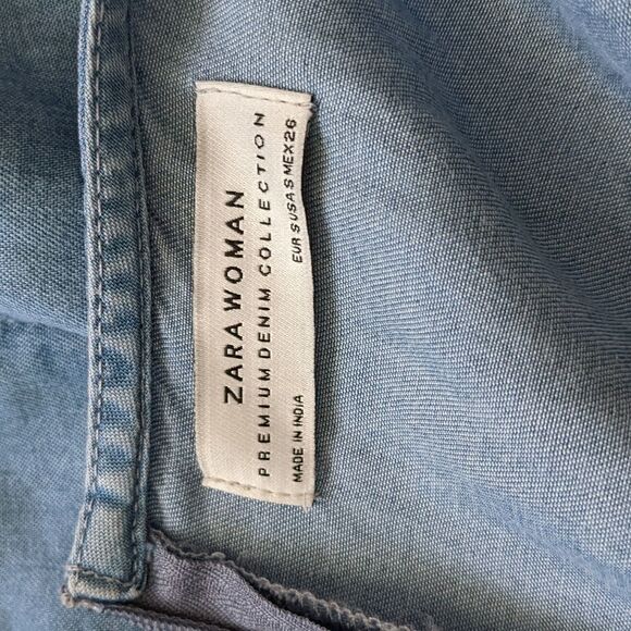 ZARA reworked denim blouse detachable crochet collar and lace edge Small @L - Picture 10 of 10